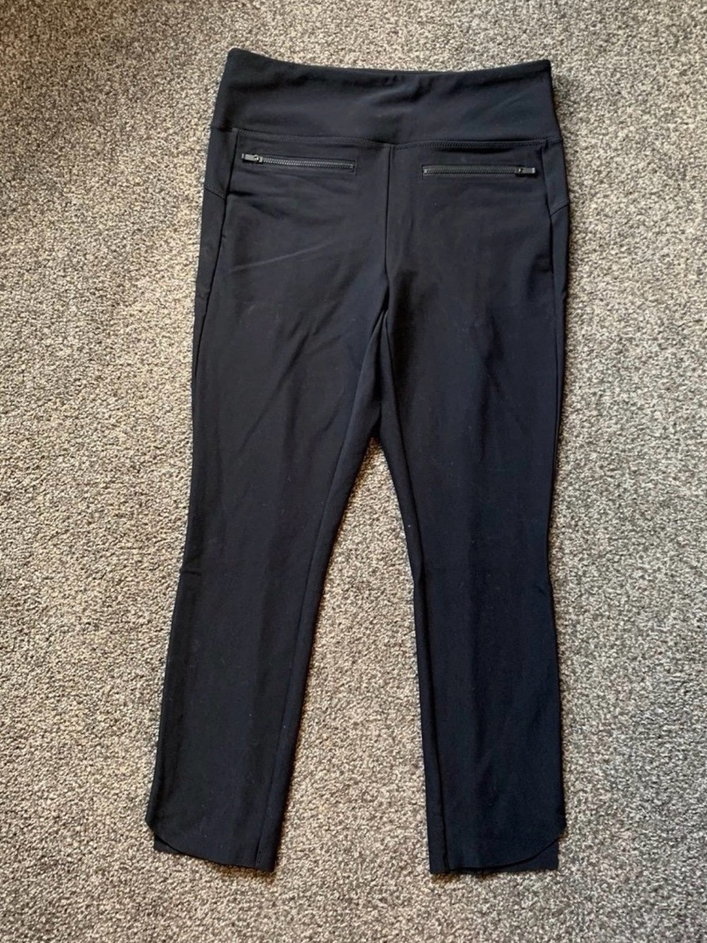 Athleta Black High-Rise Leggings with Zip Back Pockets